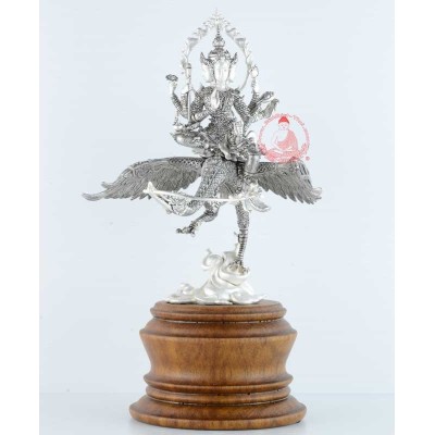 Phra Prom Riding Heaven Swan (2558) 20 Monks Mass Chanted, 18 cm Statue