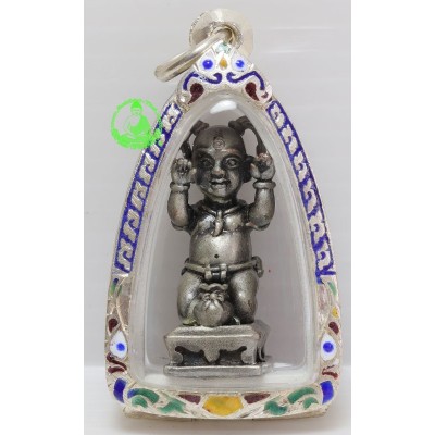 LP SomChai 2555 KuManThong Wat DanKwen KaMaKan Version, Takrut, Silver Casing best protection for all at the special discount price S$115.20 come to Buddhist-Thai.com now