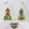 LP Dee Phra Pidta Seating Naga 2559 Gold Plated 2x Silver Takrut Red Gem