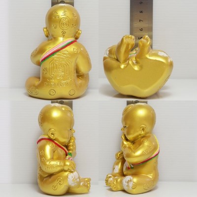 古曼童金身，阿赞尼空加持（佛历2563）Gold Painted, Seat Version