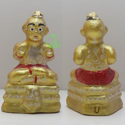 KuManThong 5 Inches Statue 2555 Bless By LP Yam Wat Sam Ngam, Handwritten Talisman