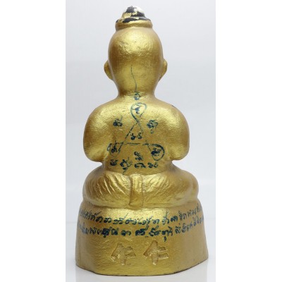 LP Yam 2555 KuManThong 6 Inches Statue Wat Sam Ngam, Handwritten Talisman