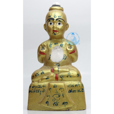 LP Yam 2555 KuManThong 6 Inches Statue Wat Sam Ngam, Handwritten Talisman