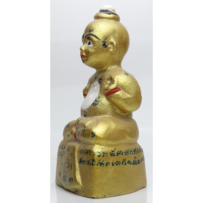 LP Yam 2555 KuManThong 6 Inches Statue Wat Sam Ngam, Handwritten Talisman