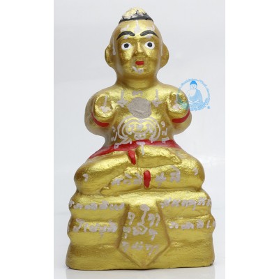 LP Yam 2555 KuManThong 5 Inches Statue Wat Sam Ngam, Handwritten Talisman