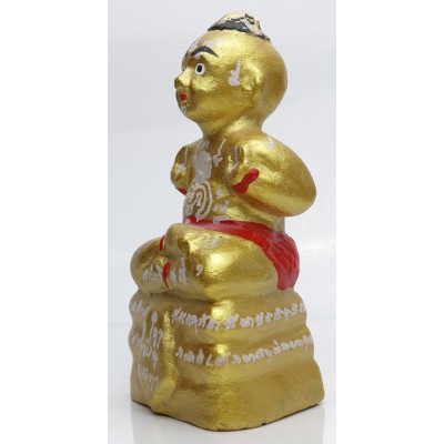 LP Yam 2555 KuManThong 5 Inches Statue Wat Sam Ngam, Handwritten Talisman