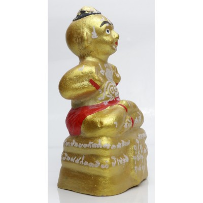 LP Yam 2555 KuManThong 5 Inches Statue Wat Sam Ngam, Handwritten Talisman