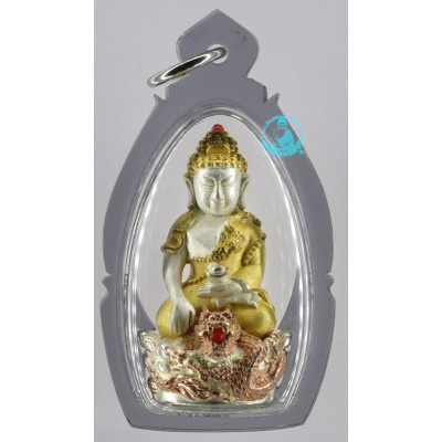 龙婆年加持,佛历2559,药师佛坐神龙,三色