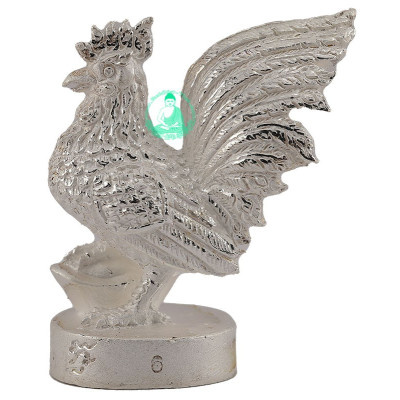 S/n:6 Silver PaYa Kai, Wealthy King Rooster, KuBa KamPeng 2559 Silver Plated Takrut