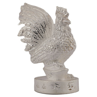 S/n:6 Silver PaYa Kai, Wealthy King Rooster, KuBa KamPeng 2559 Silver Plated Takrut
