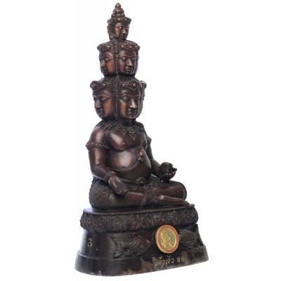 Made 488 S/n:18, LP ThongDam 9 Face Millionaire Buddha 2562 Wat Tham KaPian Thong, 5 inches Lap