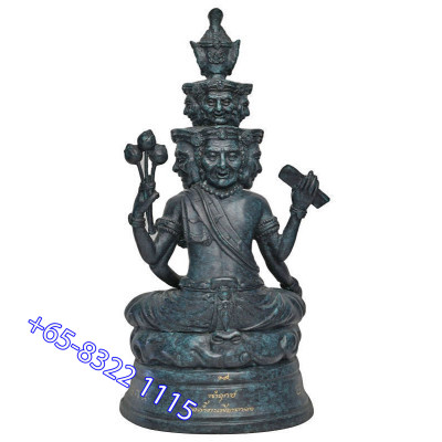 Made 88 S/n:18 LP ThongDam 9 Face Phra Lersi Statue 2562 Wat Tham KaPian Thong, 5 inches Lap