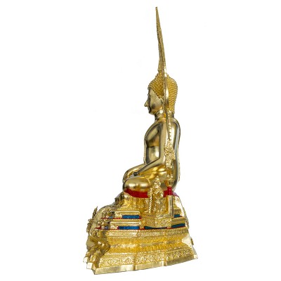 Special Batch SaoHa 2563 S/n:879 Phra Buddha ChinNaRat 9 Inches Lap Statue Wat Yai  Gold Leaf Pasted