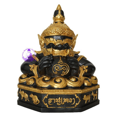 编号: 719 Phra 啦胡金身贴金,佛历2559,高 17cm LP Eaum, SamaNak Sorng TaLingChan