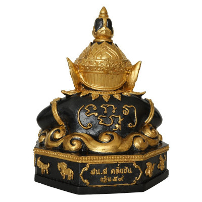 编号: 719 Phra 啦胡金身贴金,佛历2559,高 17cm LP Eaum, SamaNak Sorng TaLingChan