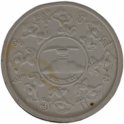 Ajahn KhunPan 2546 Phra Pidta & HaNuMan, Green Ceramic 4.5cm