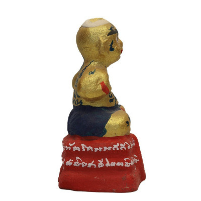 LP Yam 2552 KuManThong 3.5 Inches Statue Wat Sam Ngam, Handwritten Talisman