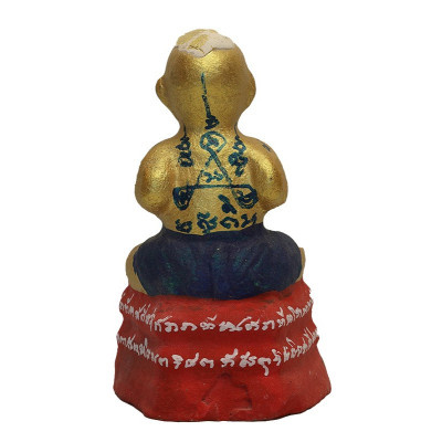 LP Yam 2552 KuManThong 3.5 Inches Statue Wat Sam Ngam, Handwritten Talisman