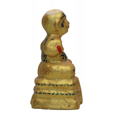 LP Yam 2552 KuManThong 3.5 Inches Statue Wat Sam Ngam, Handwritten Talisman