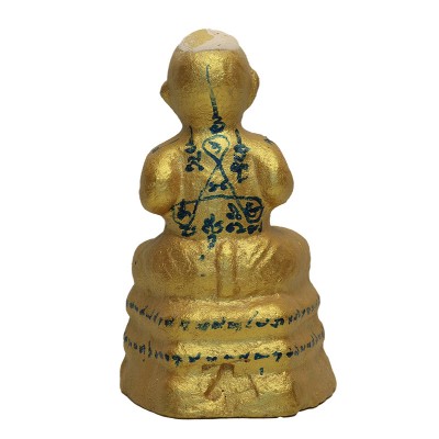 LP Yam 2552 KuManThong 3.5 Inches Statue Wat Sam Ngam, Handwritten Talisman