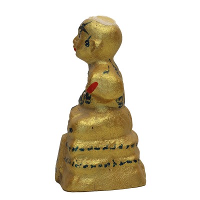 LP Yam 2552 KuManThong 3.5 Inches Statue Wat Sam Ngam, Handwritten Talisman