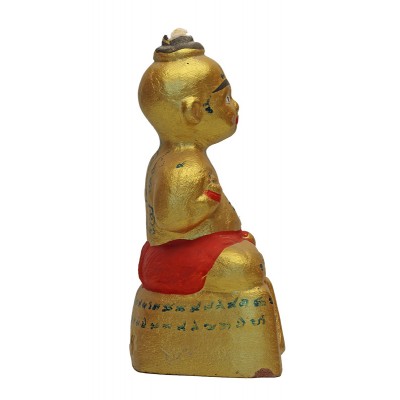 LP Yam 2555 KuManThong 6 Inches Statue Wat Sam Ngam, Handwritten Talisman