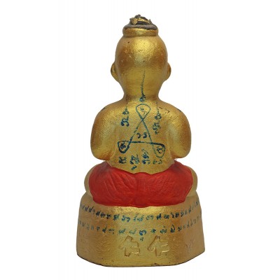 LP Yam 2555 KuManThong 6 Inches Statue Wat Sam Ngam, Handwritten Talisman