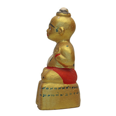 LP Yam 2555 KuManThong 6 Inches Statue Wat Sam Ngam, Handwritten Talisman
