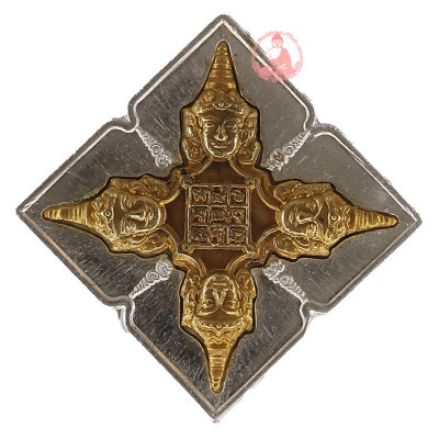 12 Monks Blessed Made 359 Silver Gold Mask S/n:182 Ajahn Tiew 2556 PhraProm