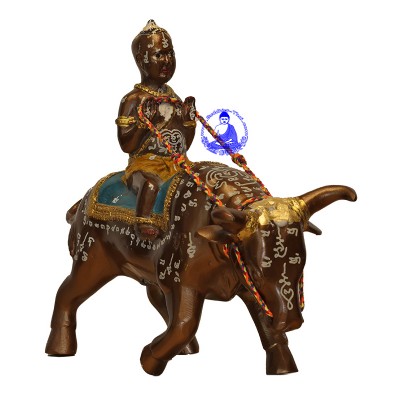 S/n:745 LP Yam 2551 KuManThong Ride Cow Statue Wat Sam Ngam best protection for all at the special discount price S$407.55 come to Buddhist-Thai.com now