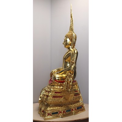 S/n:1222 Phra Buddha ChinNaRat 9 Inches Lap Statue Wat Yai 2563 Gold Leaf Pasted