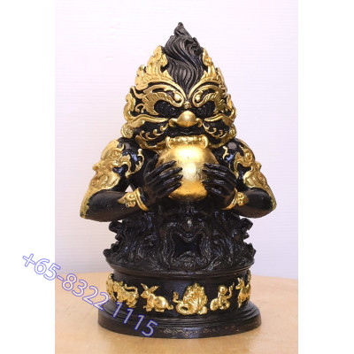 S/n:246 LP Kloy 2555 Phra Rahu Statue Gold Pasted, Takrut Wat...