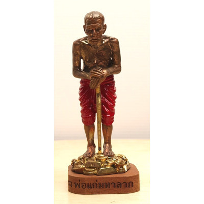 S/n:123 LP Kloy HoonPaYong Mini Statue 2558 Wat PuKowThong Gold Pasted, Takrut
