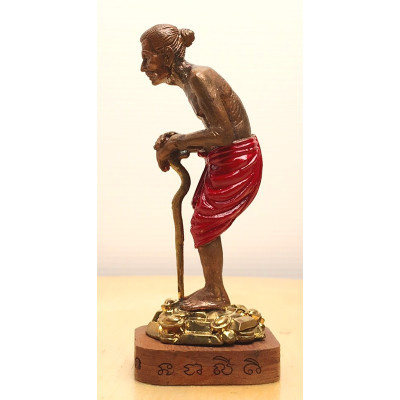 S/n:123 LP Kloy HoonPaYong Mini Statue 2558 Wat PuKowThong Gold Pasted, Takrut