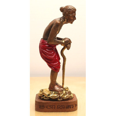 S/n:123 LP Kloy HoonPaYong Mini Statue 2558 Wat PuKowThong Gold Pasted, Takrut