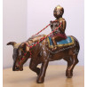 S/n:799 LP Yam 2551 KuManThong Ride Cow Statue Height 19cm  Wat Sam Ngam