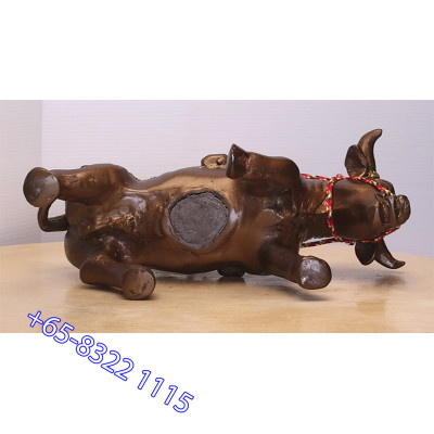 S/n:799 LP Yam 2551 KuManThong Ride Cow Statue Height 19cm  Wat Sam Ngam