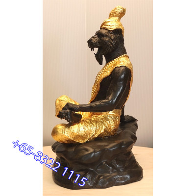 S/n:728 LP Nien 2555 Tiger Head Phra Lersi Gold Pasted Statue