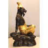 S/n:728 LP Nien 2555 Tiger Head Phra Lersi Gold Pasted Statue