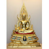 S/n:54 Phra Buddha ChinNaRat 7 Inches Lap Statue 2564 Gold Leaf Pasted