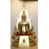 S/n:54 Phra Buddha ChinNaRat 7 Inches Lap Statue 2564 Gold Leaf Pasted