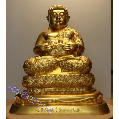 Gold Pasted Phra SangKaChai 9 Inches Lap Statue Wat Bang Phli...