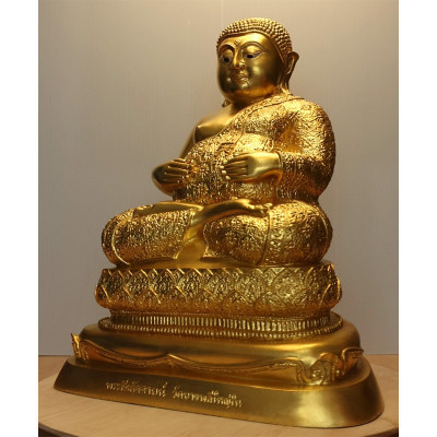 Gold Pasted Phra SangKaChai 9 Inches Lap Statue Wat Bang Phli Yai Nai 2550 Height 39cm