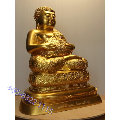 Gold Pasted Phra SanKaChai 9 Inches Lap Statue Wat Bang Phli Yai Nai 2550 Height 39cm