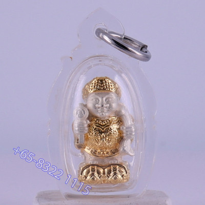 Phra 大黑天财神 ChaoSua 2567 KruBa Chai Ya, Silver Plated 1.9cm