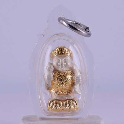 Phra 大黑天财神 ChaoSua 2567 KruBa Chai Ya, Silver Plated 1.9cm