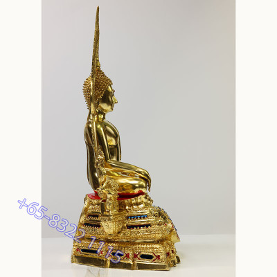 Phra Buddha ChinNaRat 9 Inches Lap Statue Wat Yai 2568 Gold Leaf Pasted