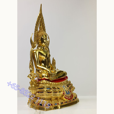 Phra Buddha ChinNaRat 9 Inches Lap Statue Wat Yai 2568 Gold Leaf Pasted