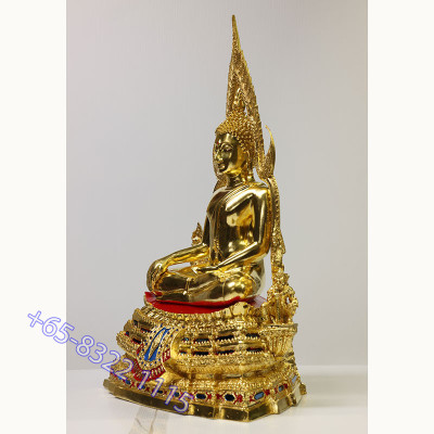 S/n:196 Phra Buddha ChinNaRat 9 Inches Lap Statue Wat Yai 2568 Gold Leaf Pasted