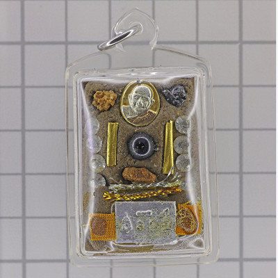 S/n:1 LP Hong 2555 Phra Somdej Gold Takrut, Leklai Powder, Hairs, Ruby